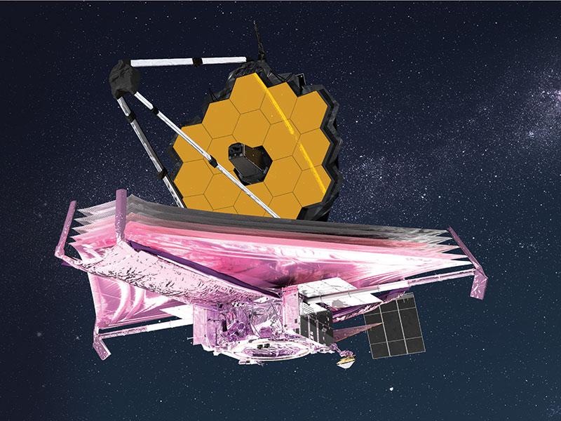 NASA rendering of Webb telescope, which included work by rochester faculty and alumni